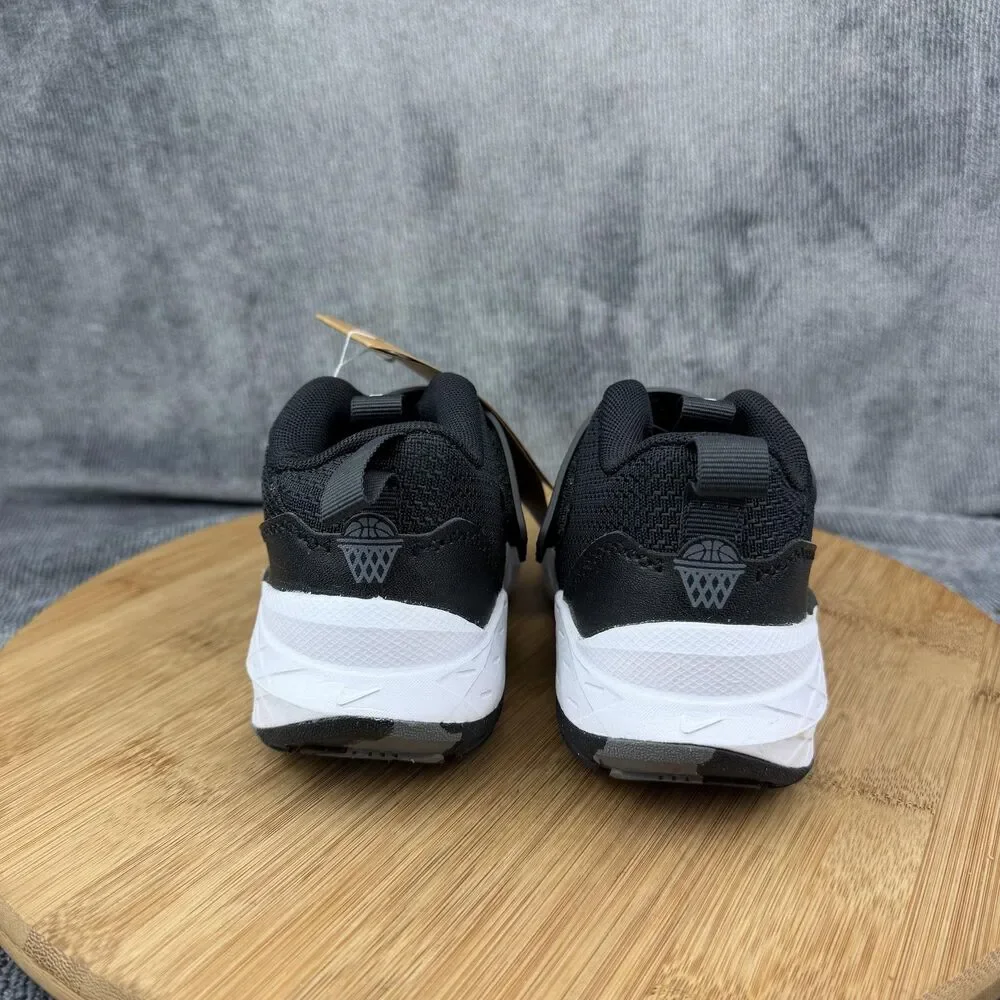 Nike Basketball Shoes Boys Size 11C Black White Sneakers Hook Loop HF6280-002